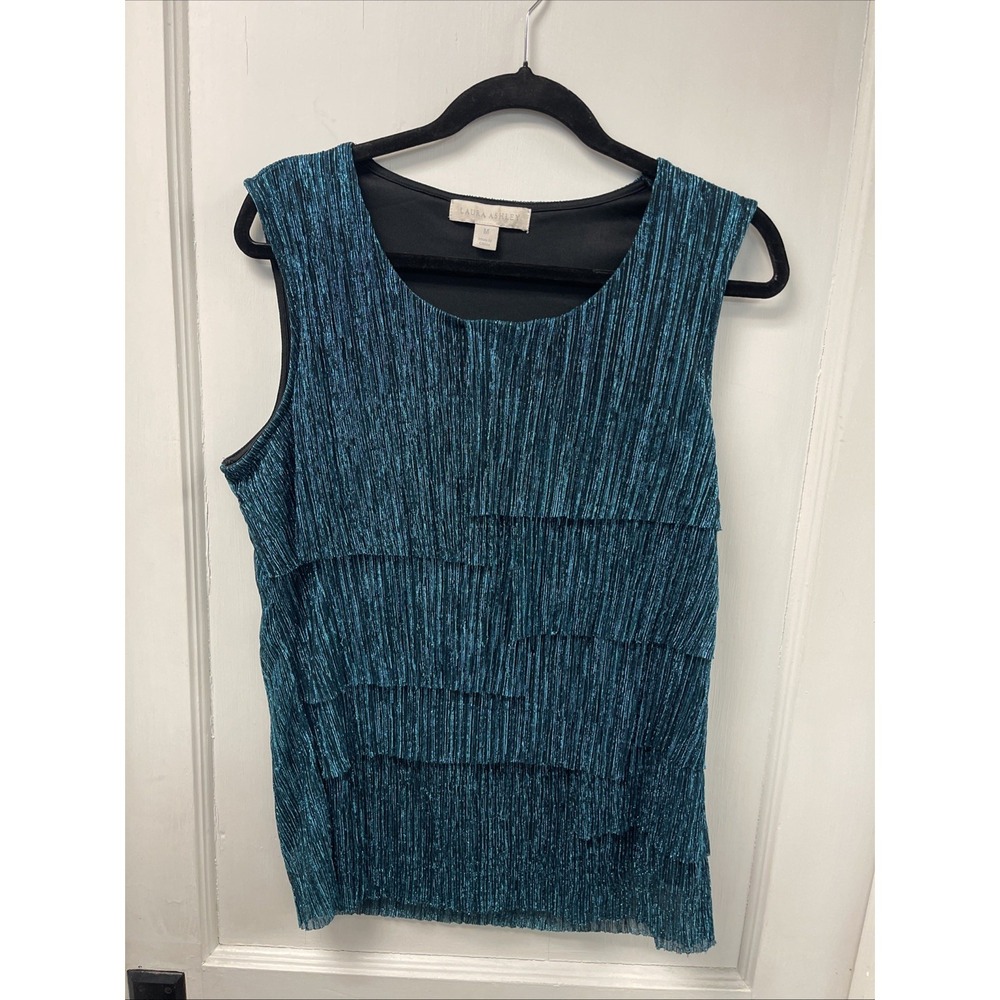 Laura Ashley Layered Top Black And Silver size Medium NWOT